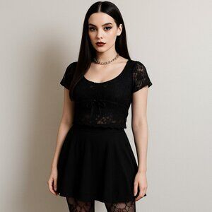 Emerson Lang Black Lace Top – XL NWT | Romantic Goth Contemporary